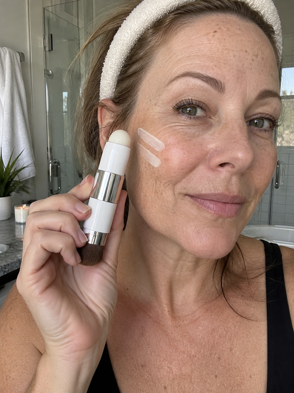 White balm strokes before blending